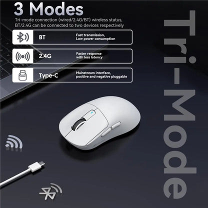 Bezdrôtová herná myš X3 ATTACK SHARK, červená farba, 4K odozva, Bluetooth trojrežimové pripojenie, PAW3395, makro Bluetooth herná myš