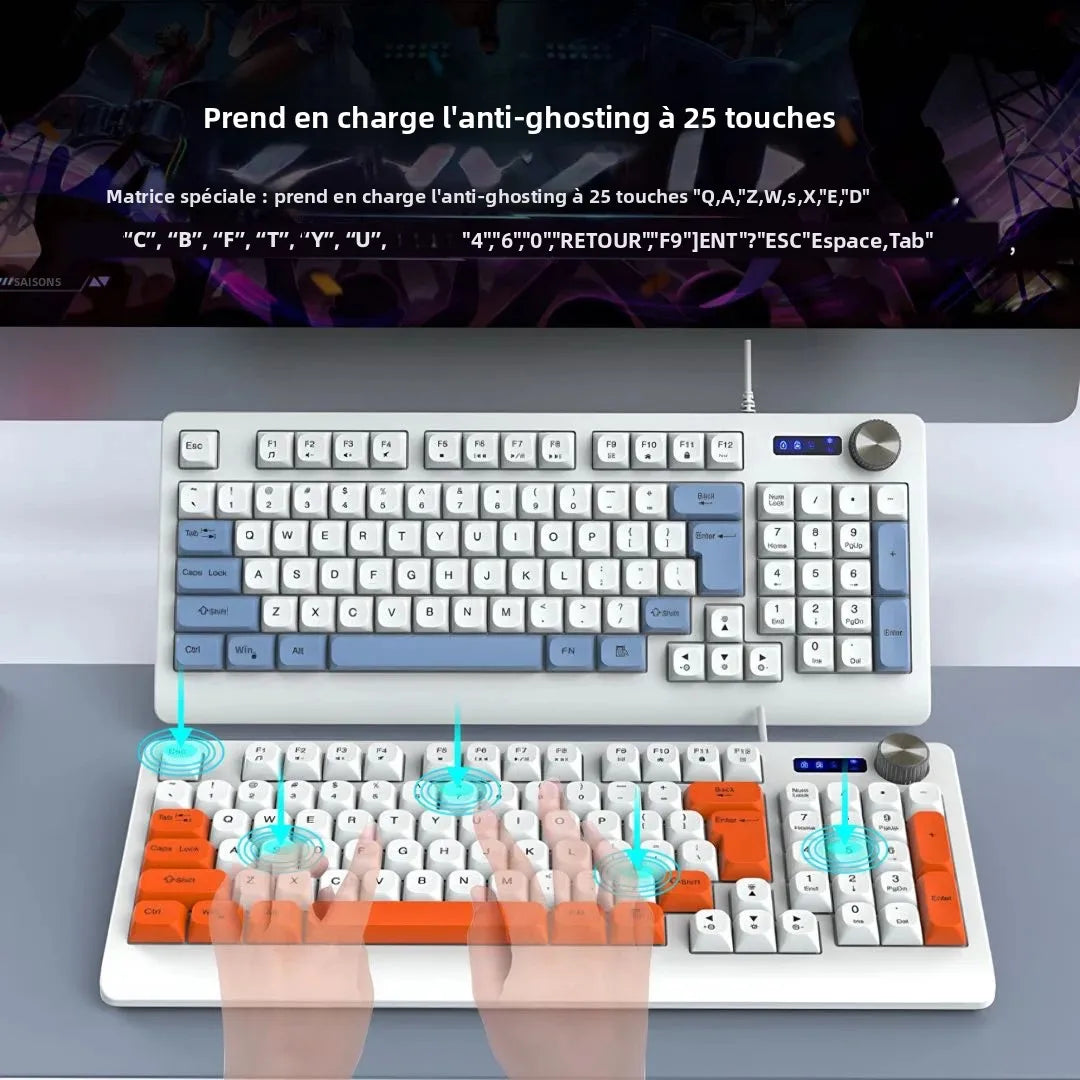 93 Keys Wired RGB Gaming Keyboard Two Tone PBT Ball Keycaps Mechanical Feeling Portable Keyboard for Laptop Office Gamer Typing