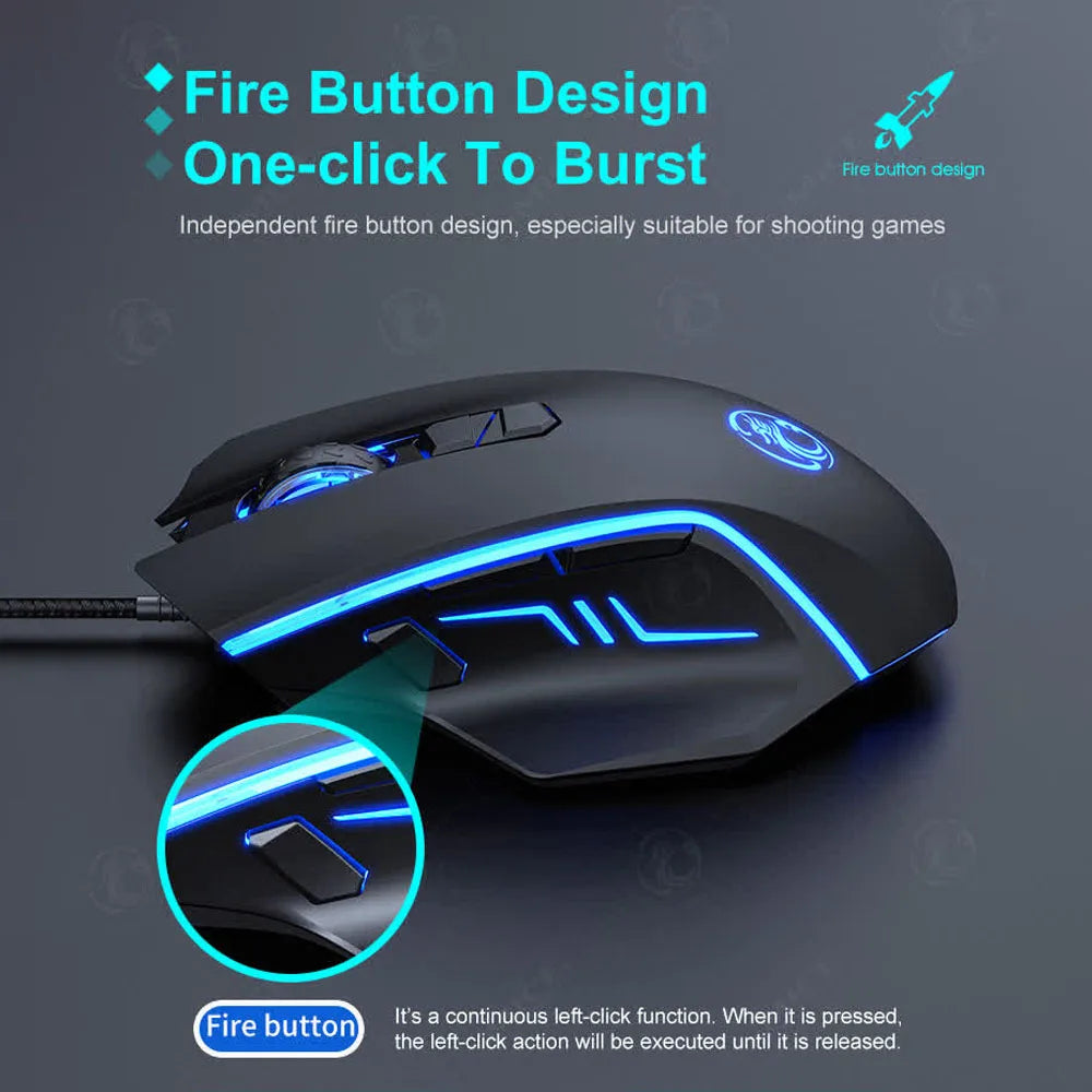 USB Wired Optical Gaming Mouse, 7200 DPI Ergonomic Gaming Mouse with 6 Programmable Buttons for PC, Laptop & Desktop Gaming