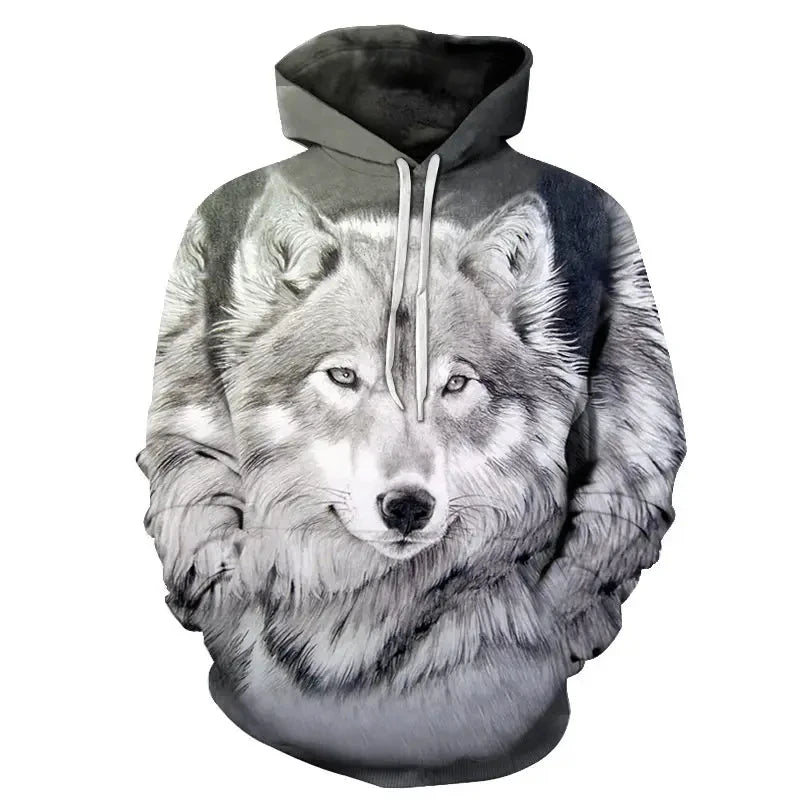 Anime-Sweatshirt mit wildem Wolfskopf, 3D-bedruckter Hoodie für Herren/Damen, modische Harajuku-Kleidung für Kinder und Herren-Mantel