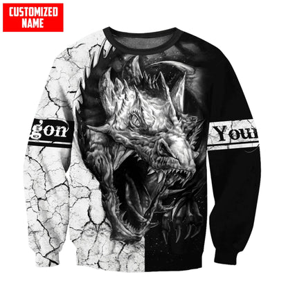 Personalized Dragon Tattoo Black White 3D All Over Printed Fashion Men's Hoodie Unisex zipper Hoodie Casual Tracksuits KJ984