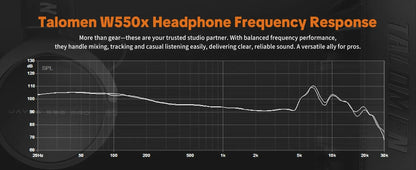 Talomen TOP W550X Over-Ear Wired Headphones with 50mm Drivers, Deep Bass, Detachable Cable & Built-in Microphone – Gaming, DJ, Studio & Office Headset