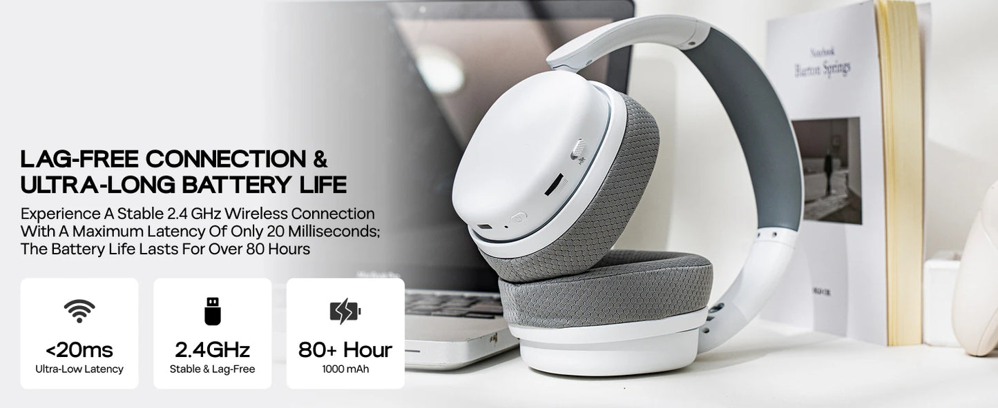 AULA G7 Pro Gaming Headset 7.1 Surround Sound Wireless Bluetooth 5.3 Headphones with Noise Cancelling Mic for PS5/PS4/PC/Switch