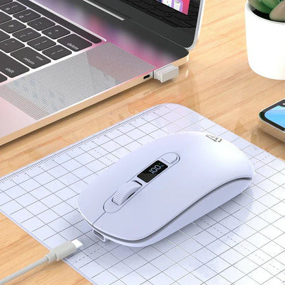 Lenovo Wireless Mouse Bluetooth 2.4G Rechargeable Silent Mouse with Smart Display, Dual Mode Bluetooth Wireless Mouse for Laptop, Desktop & Office