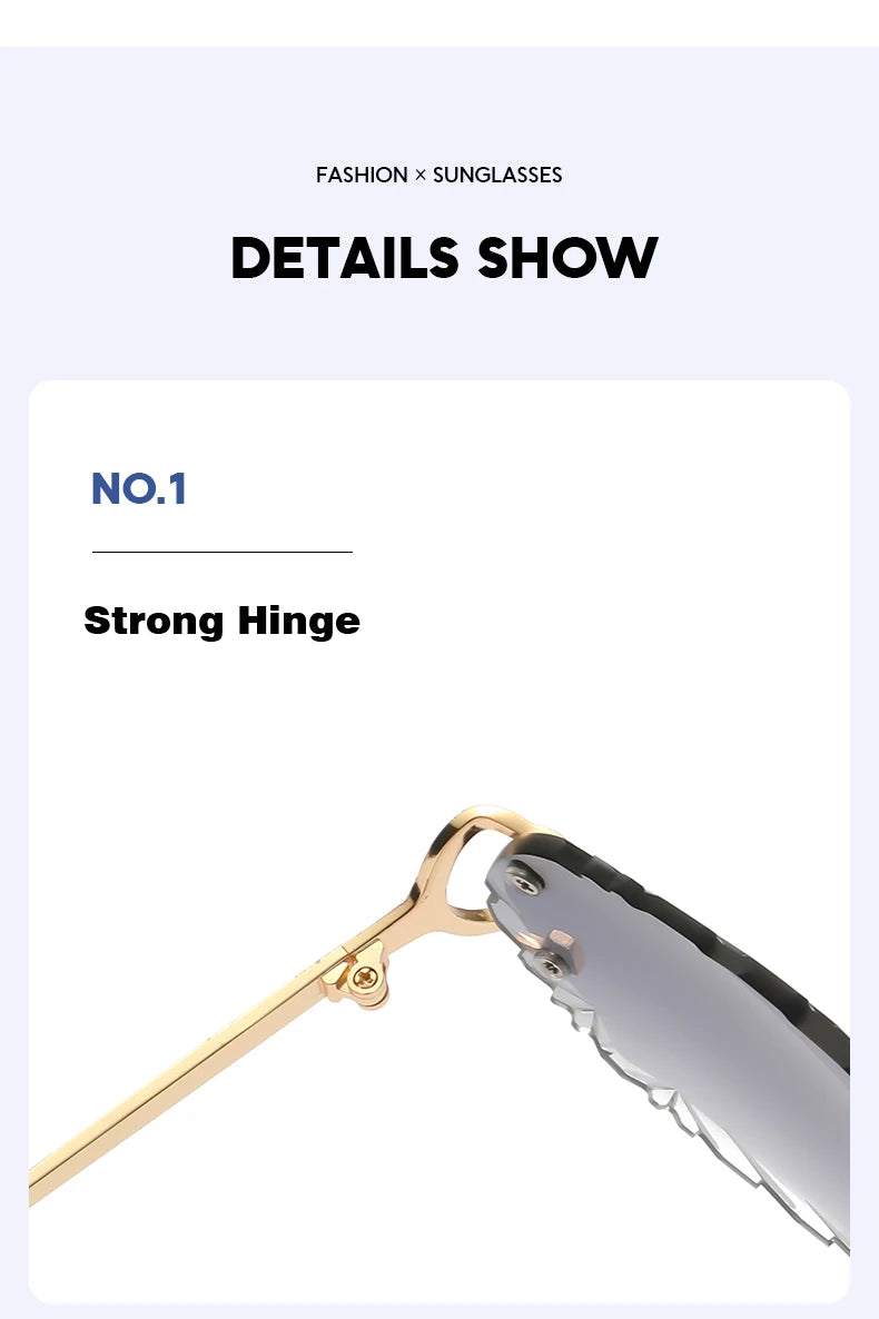 Retro Sunglasses For Men And Women High-End Frameless Fashion UV400 Irregular Cut Lenses Women Sun Glasses