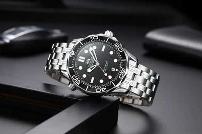 Automatic Mens Watch Mechanical Self Wind Movement Stainless Steel Casual Yellow Gold Silver Blue Master Wave Fashion Watches