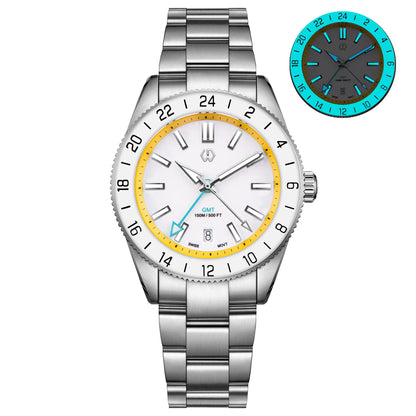 WSD9025 New man's Automatic Watch Quartz Swiss Movement BGW9 Luminous Bezel 4-Pin GMT 150 Meters Waterproof Diving