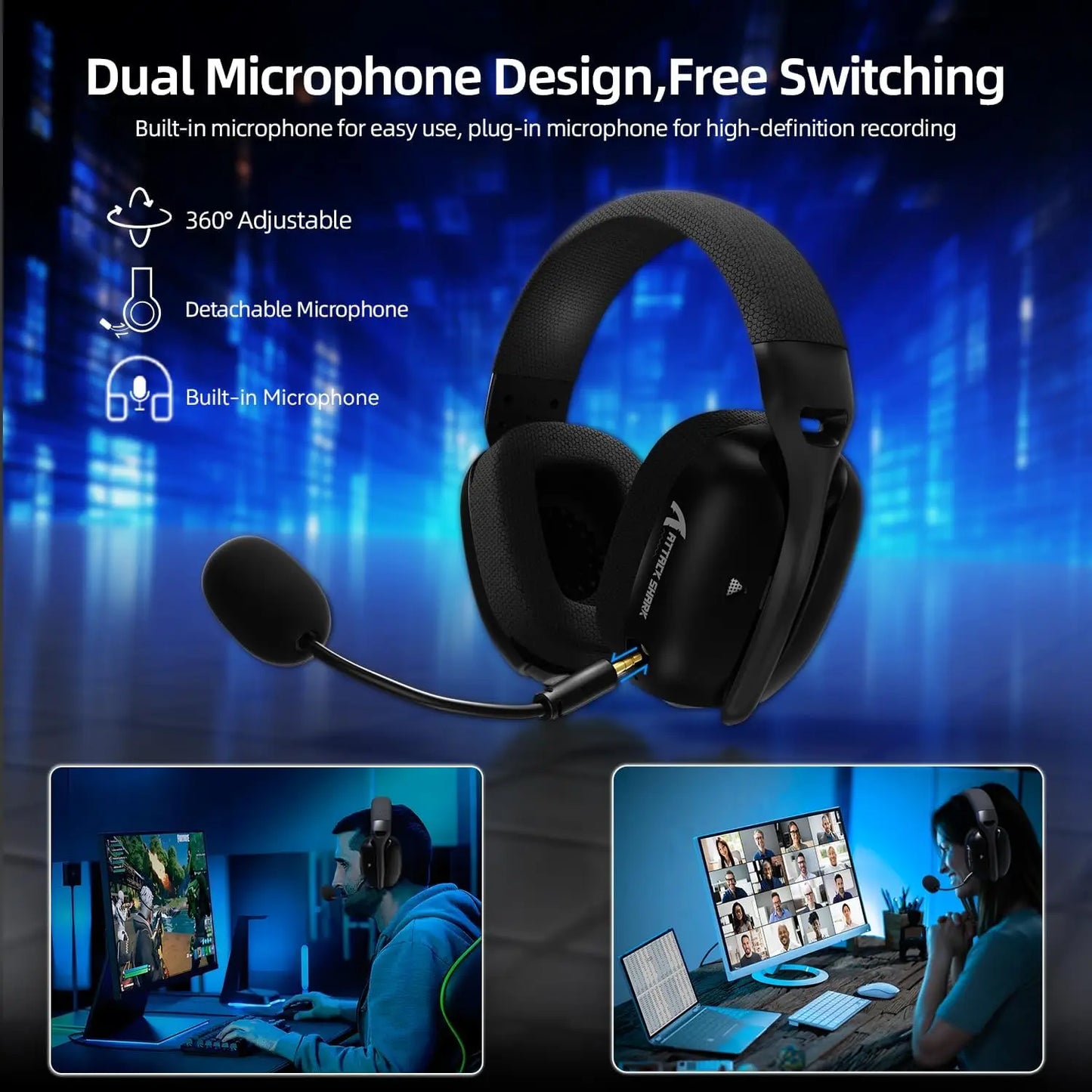 ATTACK SHARK L80PRO Wireless Gaming Headset – Tri-Mode Bluetooth Headphones with Dual Microphone, Lightweight Design & Premium Gaming Audio