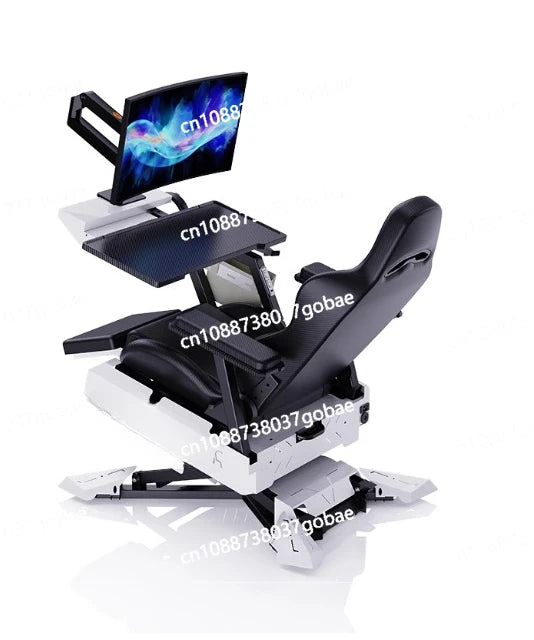 Luxury Gaming Cockpit Chair Multi Functional Office Computer Chair with Adjustable Desk, Ergonomic Long Sitting Gaming Workstation Seat