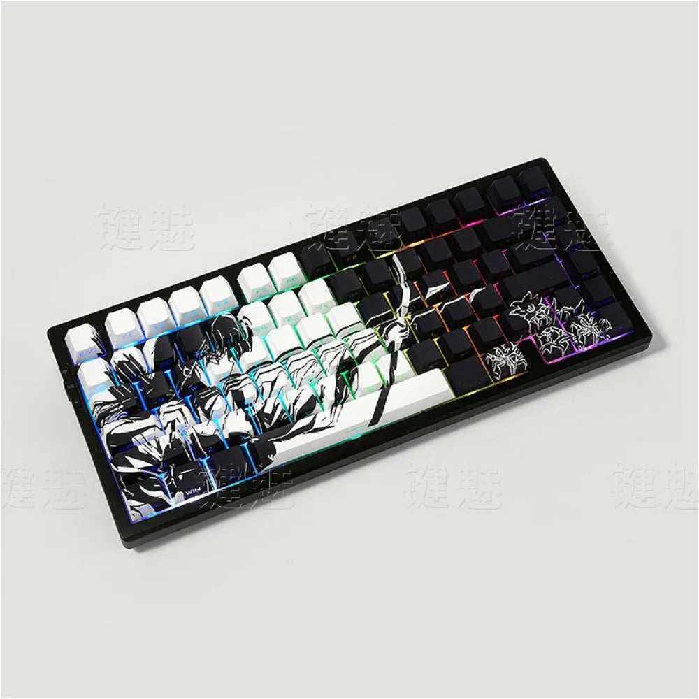 Anime Platycodon Cherry Key Cap Set PBT 130 Key Side Engraved Light Transmission for 60/84/98/108 Mechanical Keyboard ISO