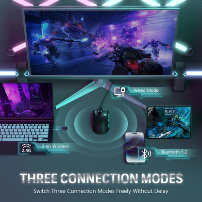 ATTACK SHARK X11 Wireless Gaming Mouse with Charging Dock, PixArt PAW3311 Sensor, Tri-Mode Bluetooth, 2.4G & Wired RGB Gaming Mouse