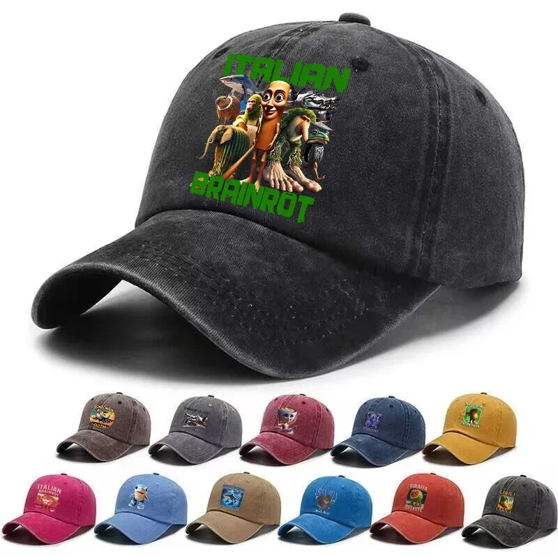 Italské Brainrot Dámské Pánské Čepice Dětské Baseballové čepice Doplňky Čepice pro chlapce a dívky Nastavitelné Pánské Trucker Sluneční čepice Dárky pro děti