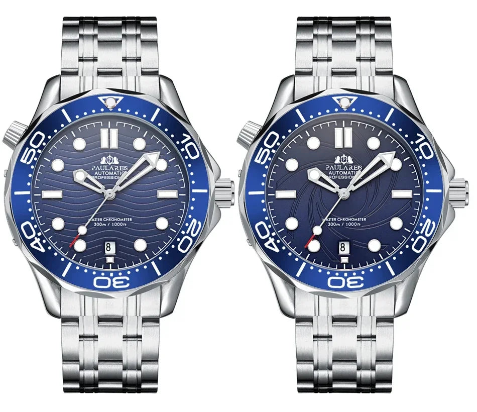 Automatic Mens Watch Mechanical Self Wind Movement Stainless Steel Casual Yellow Gold Silver Blue Master Wave Fashion Watches