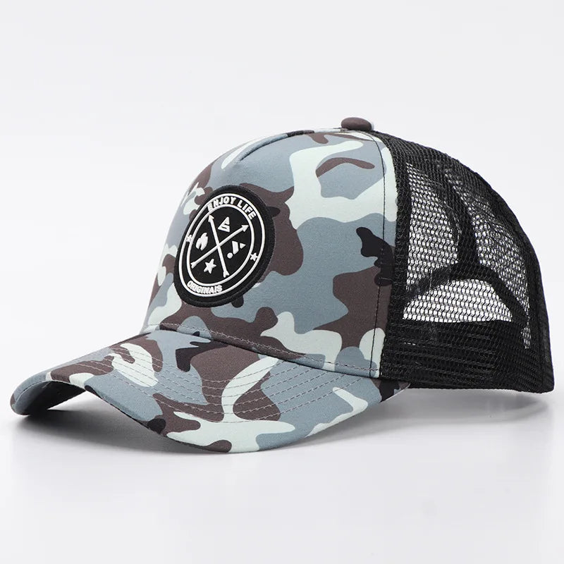 Sommer-baseballkasket i mesh til kvinder og mænd med bogstavpatch, snapback-kasket, afslappet, åndbar, unisex, street, hiphop, trucker-kasketter