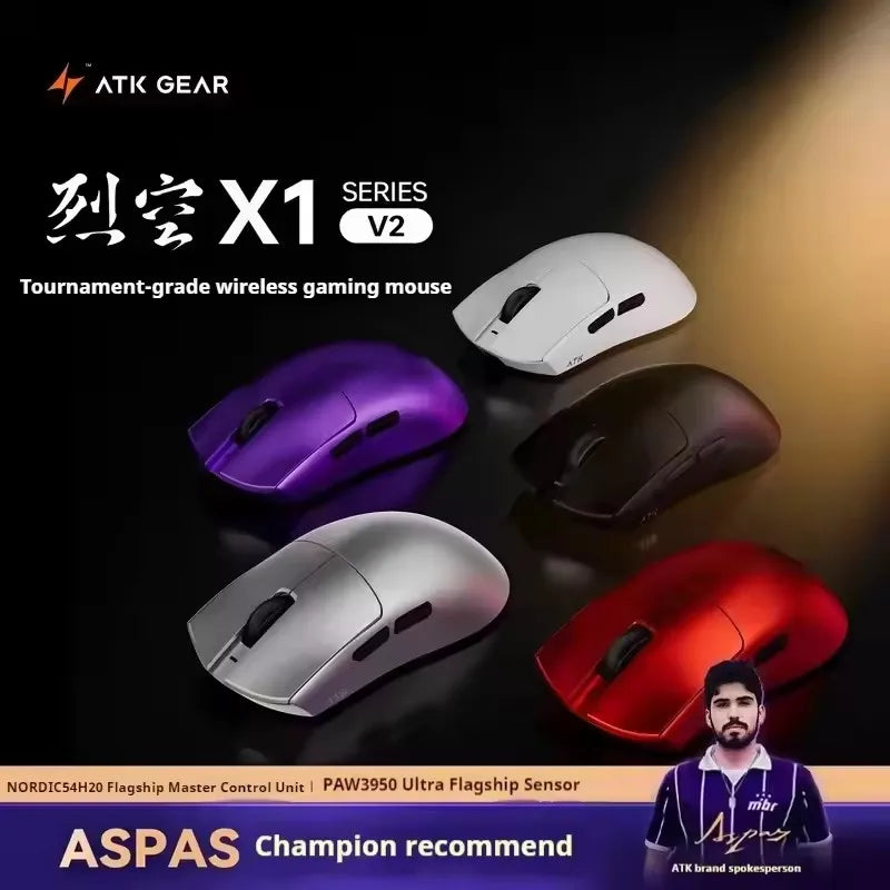 ATK Blazing Sky X1 V2 Ultimate Dual Mode -langaton hiiri, kevyt PAW3950 Ultra Dual 8K HZ, matala viive, mukautettu ergonominen hiiri