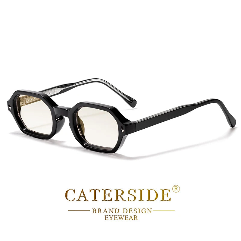 CATERSIDE Polygon Sunglasses Fashion Men Small Frame Gradient Lens Sun Glasses for Summer Beach Party Ideal Choice for Gifts
