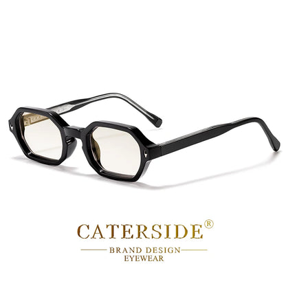 CATERSIDE Polygon Sunglasses Fashion Men Small Frame Gradient Lens Sun Glasses for Summer Beach Party Ideal Choice for Gifts