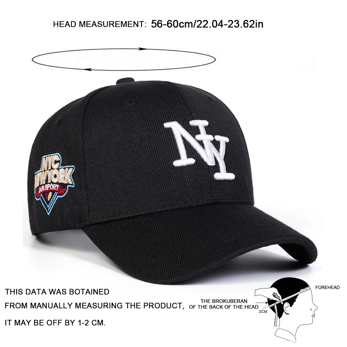 Unisex NY Letter Embroidery Baseball Caps Spring Autumn Outdoor Adjustable Casual Hats Sunscreen Hat Sports Cap