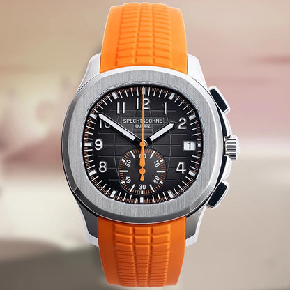 Specht & Söhne New Classic 5167 Men's Watch Orange Color Sapphire Crystal Rubber Srap Sports Male Quartz Watches 50M Waterproof
