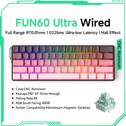 Akko MonsGeek FUN60 Magnetic Switch Mechanical Keyboard 60% Gaming Keyboard with Rapid Trigger 0.01mm, 8K Polling Rate, ARGB, Custom Mechanical Keyboard