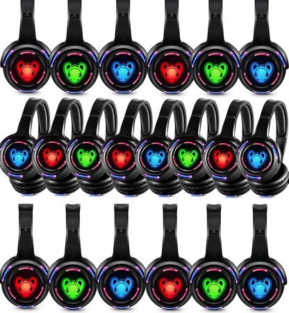 Silent Disco Wireless Headphones RF LED DJ Party Headset 863–865MHz/915MHz with 3-Channel LED Lighting & 10H Battery