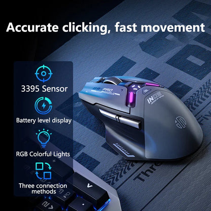 Inphic IN9PRO Wireless Gaming Mouse 26000 DPI Tri-Mode Bluetooth RGB Ergonomic Gaming Mouse with PAW3395 Sensor & 8K Polling Support