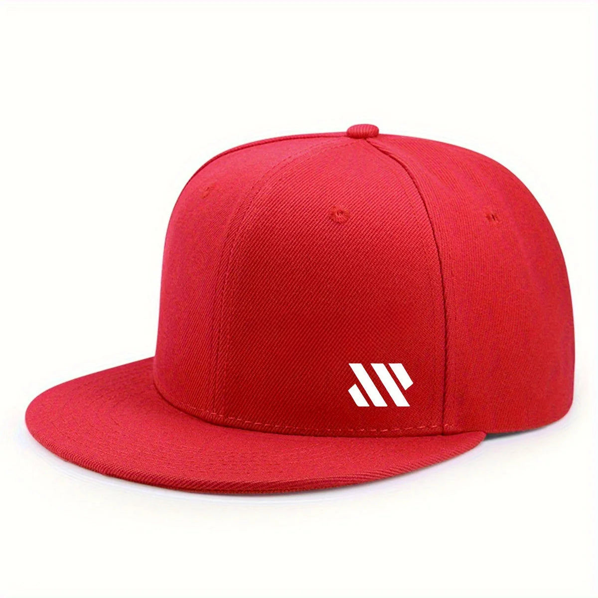 Baseballkasket med hvidt logo – unisex, justerbar, åndbar kasket med flad skygge – letvægtskasket til udendørs brug og rejser – hovedbeklædning
