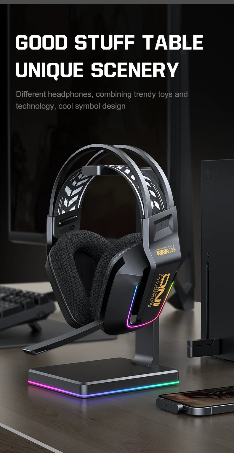 ONIKUMA GT828 Wireless Gaming Headset Bluetooth 5.3 RGB Headphones with Mic, Noise Cancelling, 4-Mode Connection for PC, PS5 & Laptop