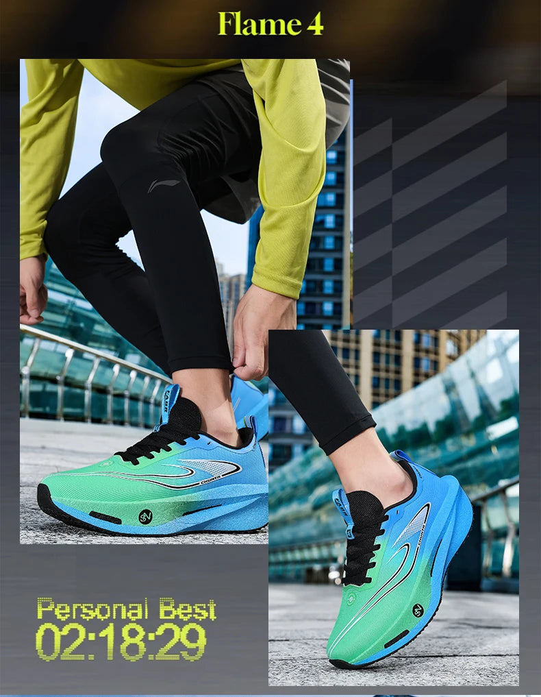 Zapatillas de running con placa de carbono para maratón, deportivas, transpirables, ligeras, cómodas y antideslizantes para hombre y mujer