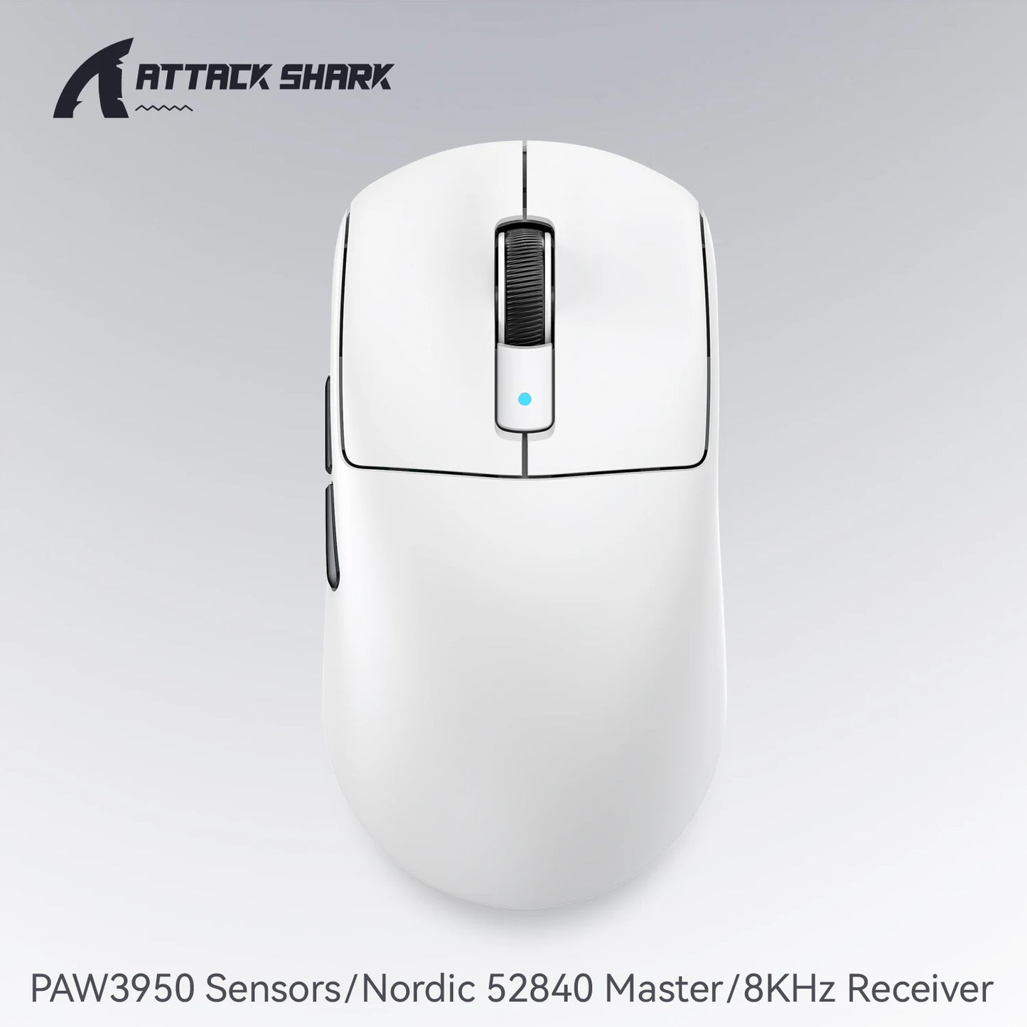 ATTACK SHARK R6 PAW3950MAX langaton pelihiiri, 8Khz päivitystaajuus, ultrakevyt 39g, Nordic 52840 MCU, Omronin optiset mikrokytkimet
