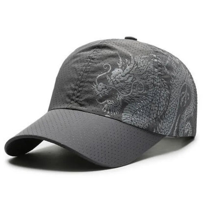 1 pcs Men's Printed Chinese Style Dragon Pattern Quick-Drying Mesh Baseball Cap Outdoor Leisure Fashion Sun Protection
