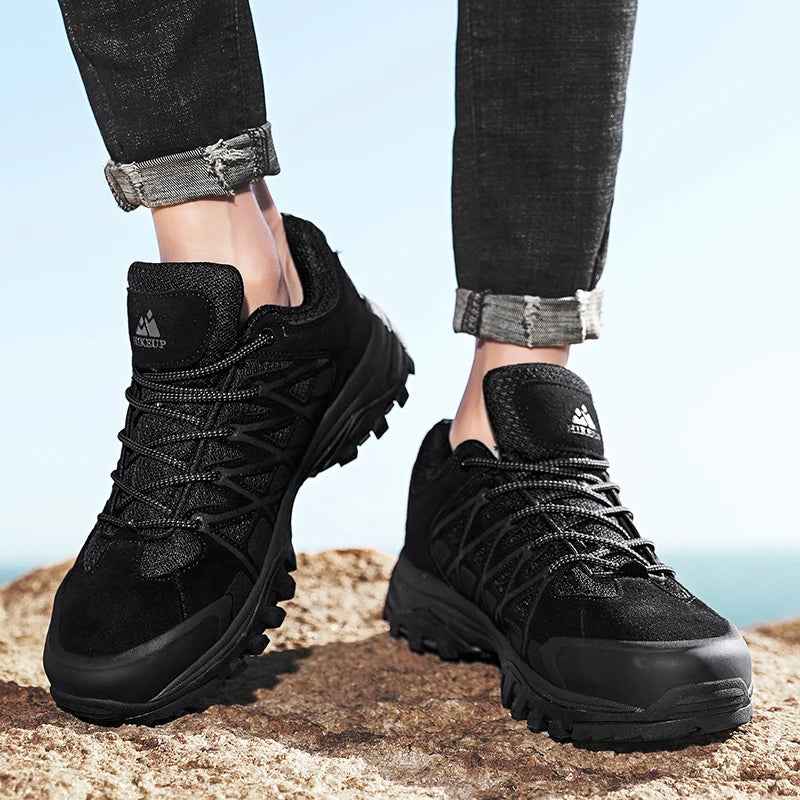 HIKEUP Fashion Outdoor Shoes Hiking Men's Sports Casual Mountain Trekking Boots Camping Sneakers for Men Non-slip Wear-resistant