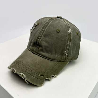Cappellini da baseball unisex con visiera a tacca, in tessuto a tinta unita, traspiranti, stile "broken", con visiera per proteggersi dal sole, casual, versatili, effetto consumato, alla moda