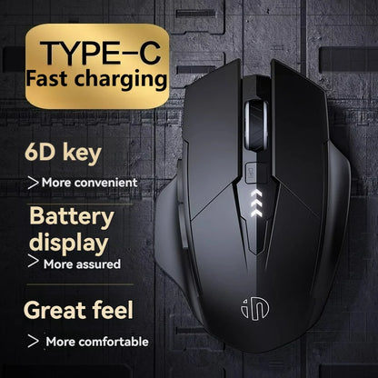 Inphic F1 Rechargeable Wireless Mouse, Bluetooth & 2.4G Silent Wireless Mouse with 6 Buttons, Adjustable DPI, Ergonomic Gaming & Office Mouse for Laptop, PC & Tablet