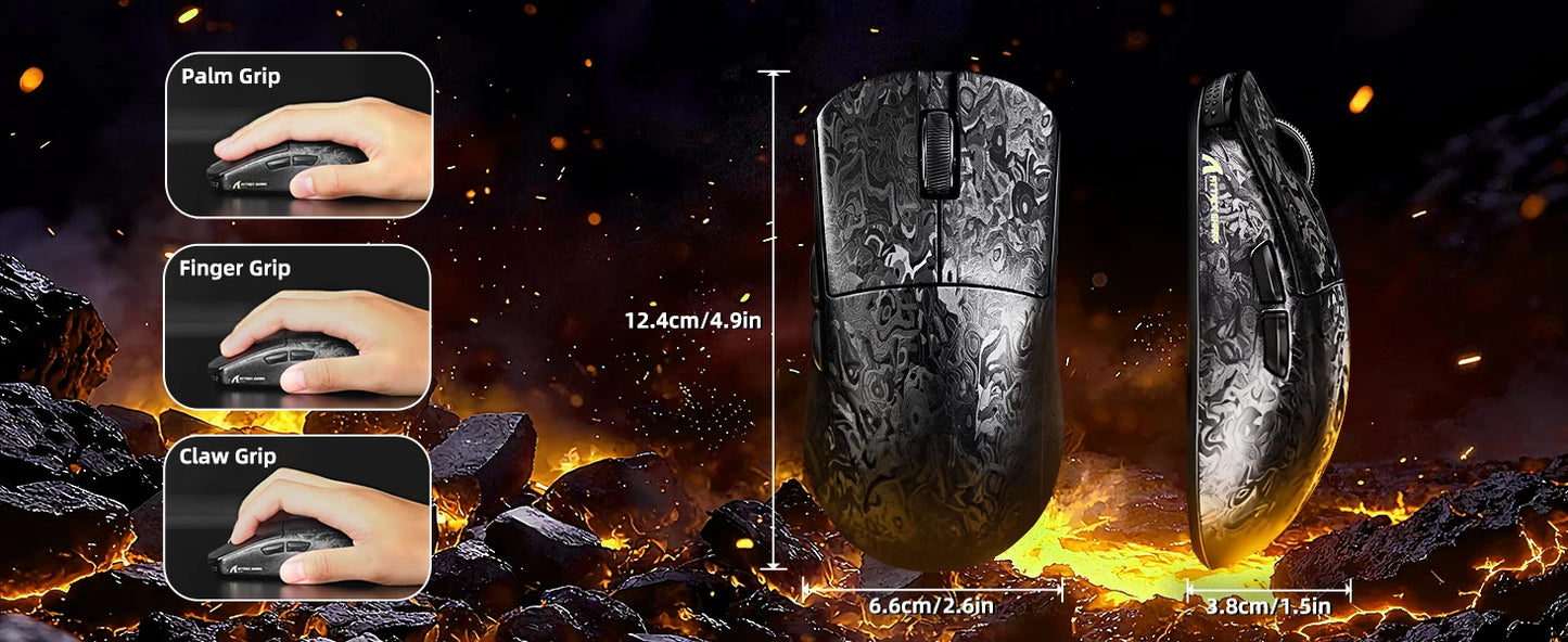 Mouse de gaming wireless ATTACK SHARK R11 ULTRA din fibră de carbon, 8000Hz, PAW3950MAX, 42000DPI, greutate redusă 49g, 20000FPS, Nordic 52840