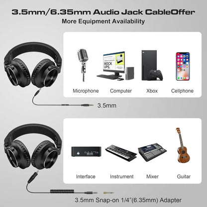 PUPGSIS Studio Headphones Professional DJ Wired Headphones 40kHz Hi-Res Stereo Recording Monitor Headset with 50mm Driver