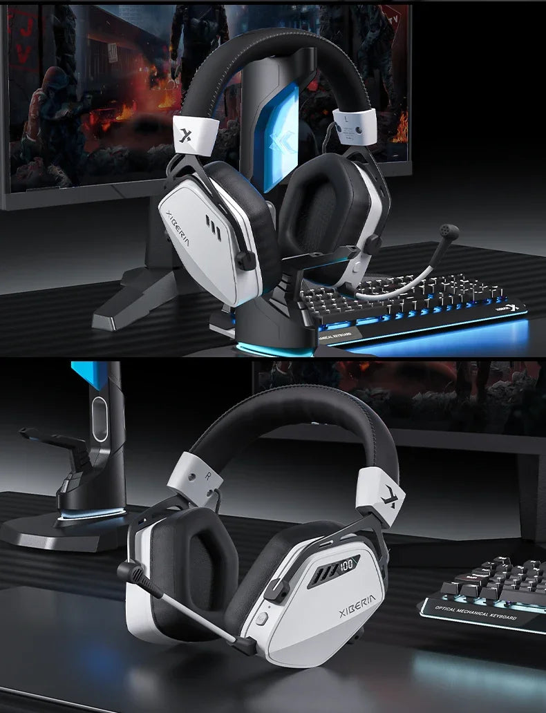 XIBERIA Wireless Gaming Headphones K03S Pro 7.1 Surround Sound Headset with Mic, Low Latency 2.4GHz Gamer Headphones, Long Battery Life Gaming Headset
