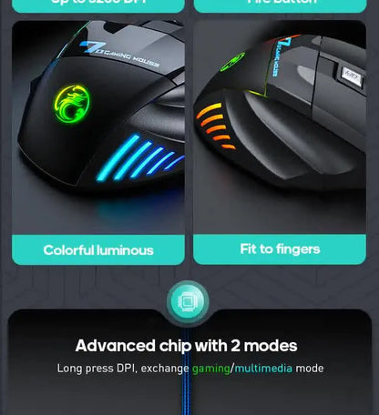 IMICE X7 Optical Gaming Mouse, Wired RGB Gaming Mouse with Adjustable DPI, Ergonomic Anti-Slip Design, 7 Programmable Buttons for PC & Laptop