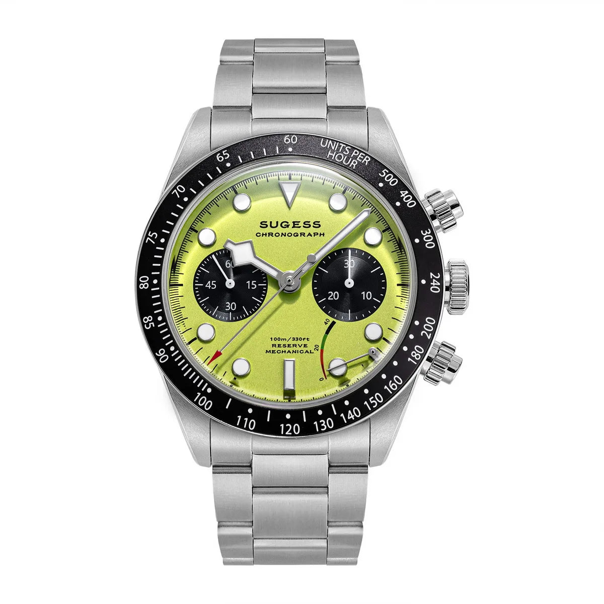 Sugess Chronograph Men Watch Original ST1907 Swanneck Pilot Mechanical Wristwatches Domed Sapphire Crystal Dopamine S457 2025new