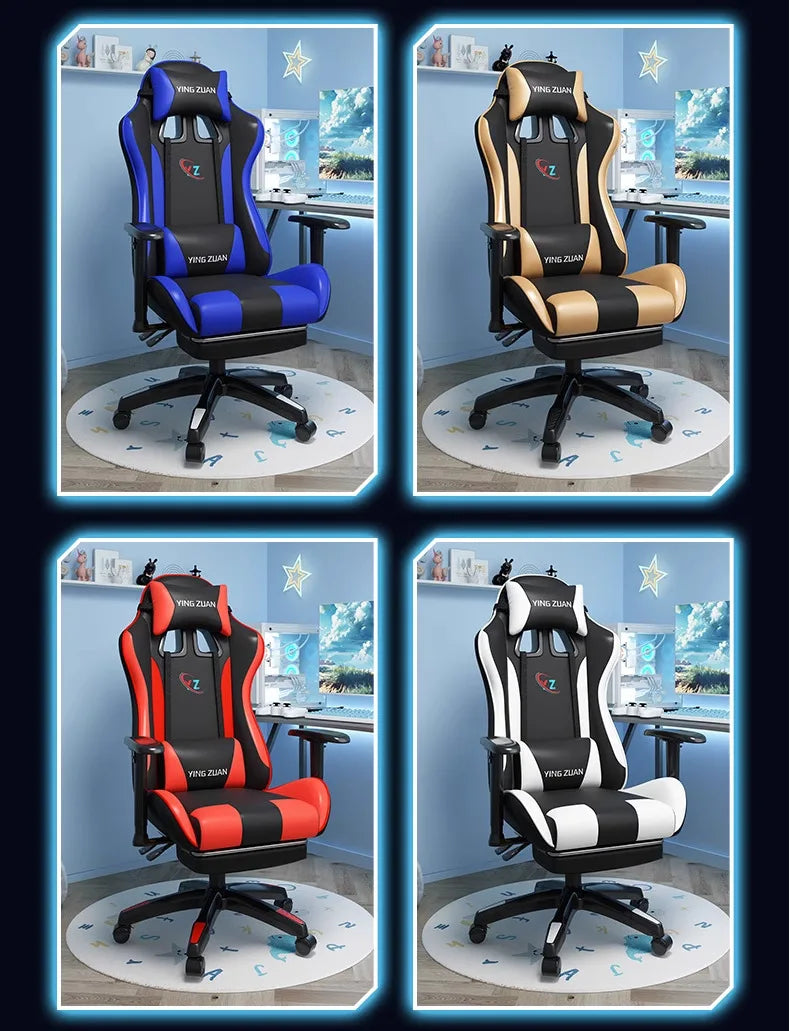 Ergonomic Gaming Chair Comfortable Reclining Computer Chair with Adjustable Height, Footrest, Armrests, Racing Style Office Chair for Home & Office