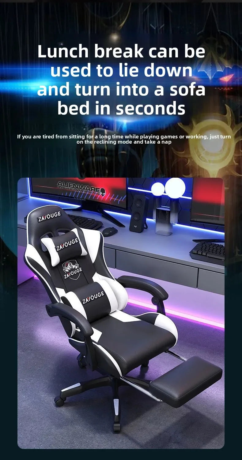 Ergonomiczny fotel gamingowy do domowego biura na długie godziny, dla streamerów, regulowany, odchylany, lekki i wytrzymały