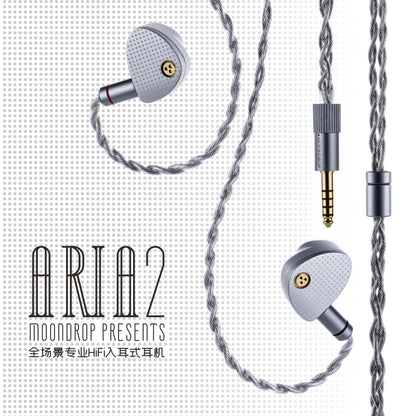 MOONDROP Aria 2 HiFi Wired IEM Earphones with Detachable Cable, High Performance Dynamic Driver In-Ear Monitor Earbuds 3.5mm/4.4mm Plug