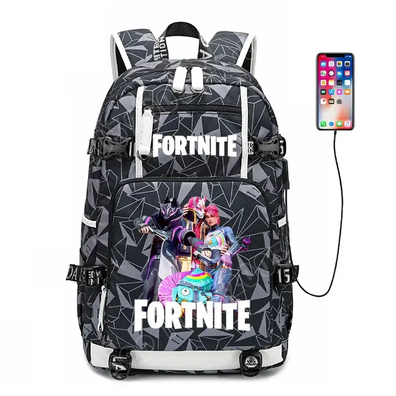 Zaino scolastico Fortnite con stampa gaming per ragazzi e ragazze, grande capacità, impermeabile, leggero e resistente, regalo di compleanno