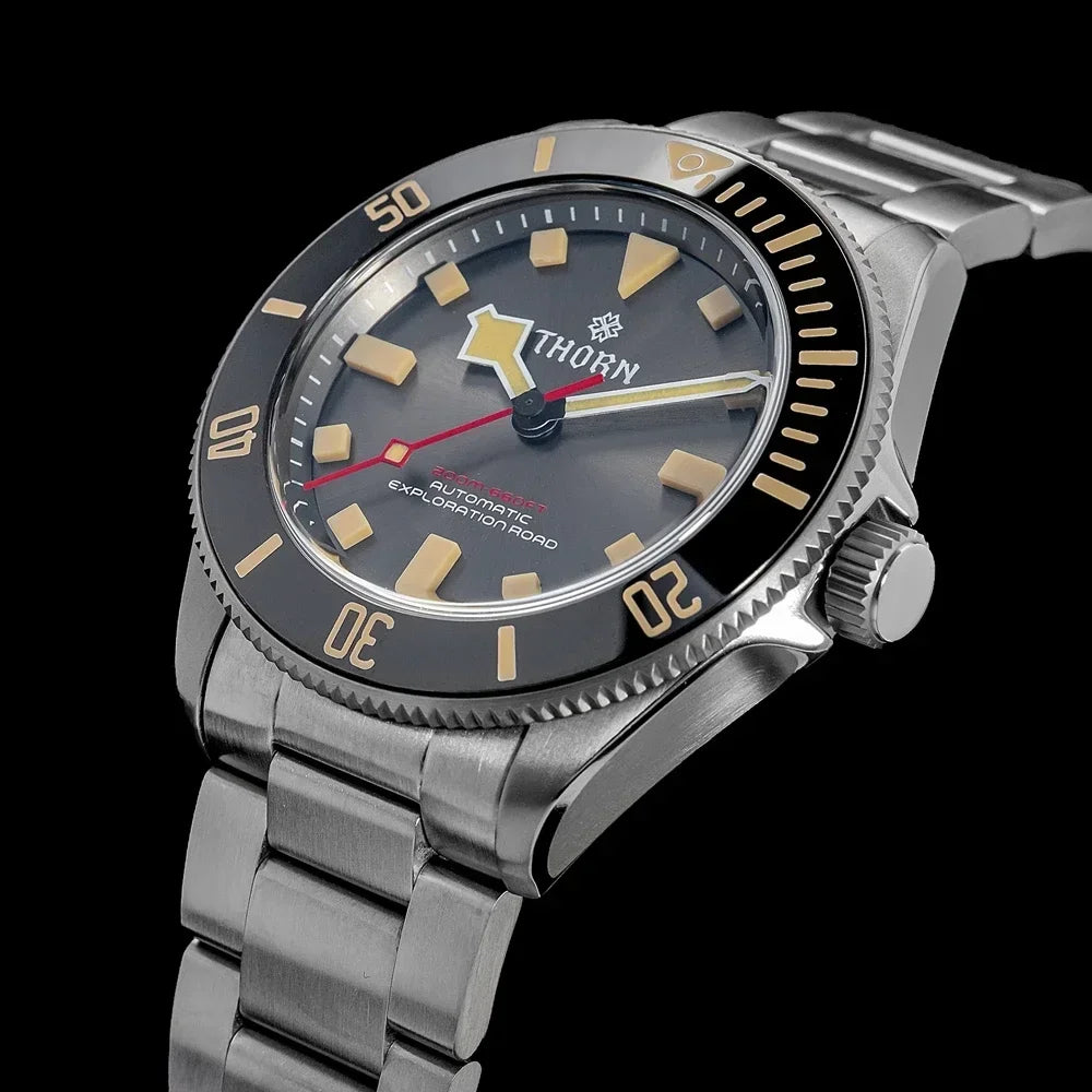THORN 39mm Titanium Watch Men Homage Vintage PT5000 Movement Automatic Sapphire Crystal C3 Super Luminous 200M Waterproof Watch
