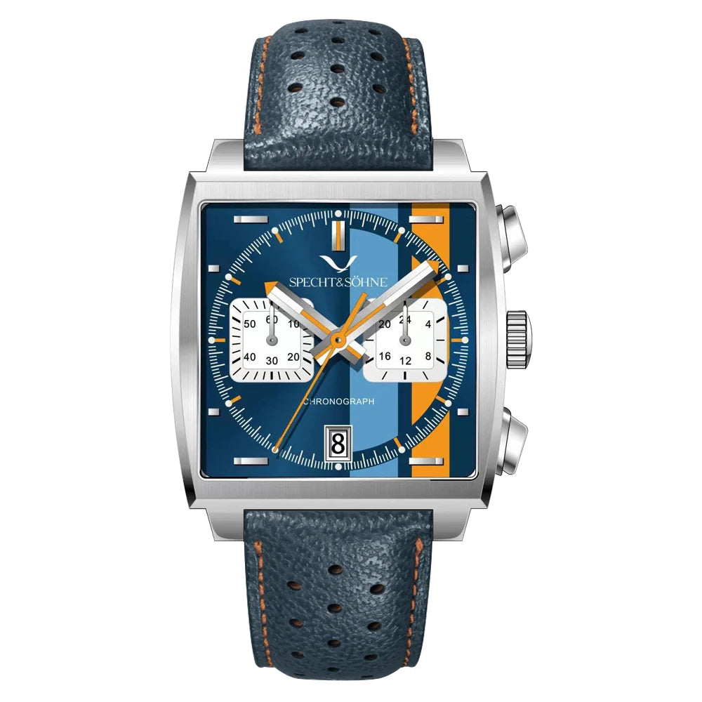 Specht&Sohne New Arrivals Japan VK64 Chronograph Men Quartz Watch 316L Stainless Steel Leather Strap Luminous Waterproof 30M