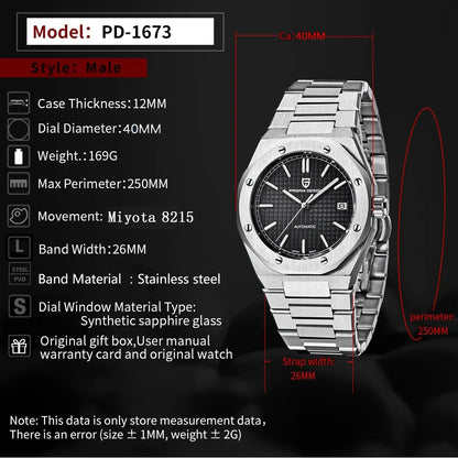 PAGANI DESIGN 2026 Top Brand Men Watch 8215 Military Sports Automatic Mechanical Watches Waterproof Stainless Steel reloj hombre