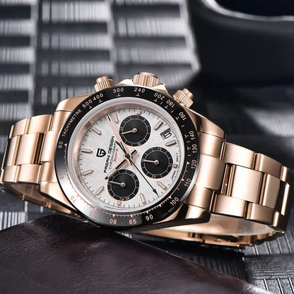 PAGANI DESIGN – Nouvelle montre pour homme, modèle de luxe à quartz en or rose, chronographe sportif étanche jusqu'à 100 m