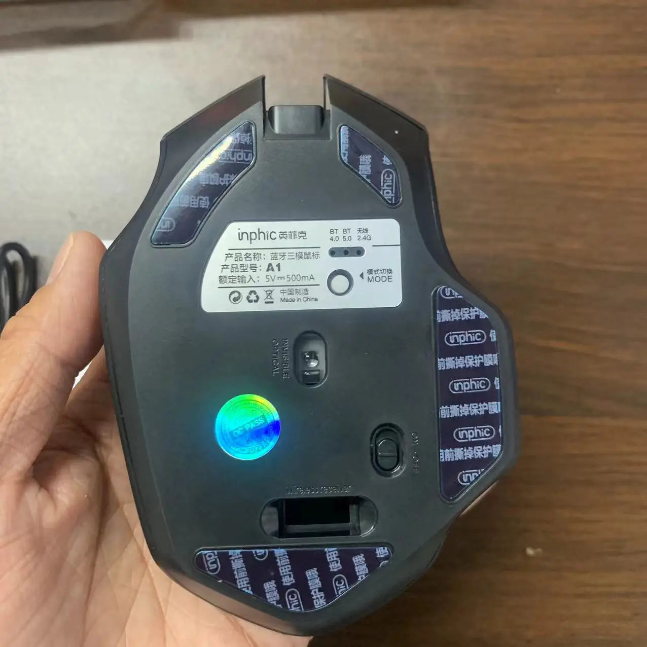 INPHIC A1 Bluetooth Wireless Mouse Rechargeable Tri-Mode 2.4G Optical Mouse for Laptop, Mac, PC, Tablet & Mobile with 1600 DPI