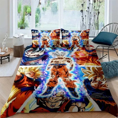 Posteljina s printom u temi crtića/animea Son Goku Dragon Ball: ovaj mekani i udobni set uključuje navlaku za poplun i jastučnicu