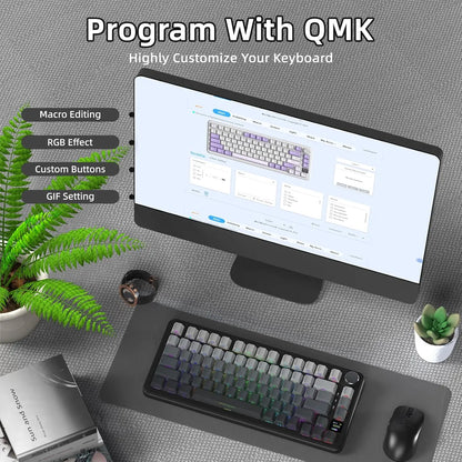 ATTACK SHARK X85 Pro 75% Mechanical Keyboard Wireless RGB Gaming Keyboard with Display Screen, Knob, Hot Swappable Gasket Mount, Bluetooth, 2.4GHz & Wired